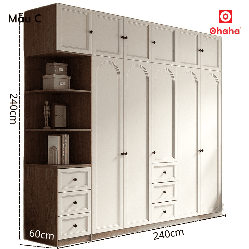 Tủ quần áo gỗ công nghiệp hiện đại cao cấp OHAHA - TACC026