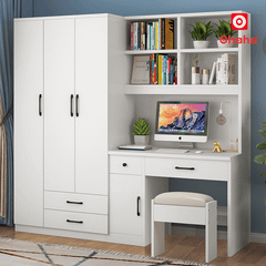 Tủ quần áo gỗ công nghiệp hiện đại kết hợp bàn làm việc kèm ghế OHAHA - HĐ028