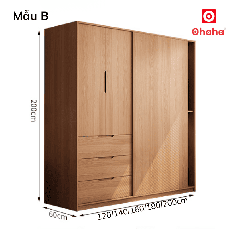 Tủ quần áo gỗ công nghiệp hiện đại OHAHA - HĐ031