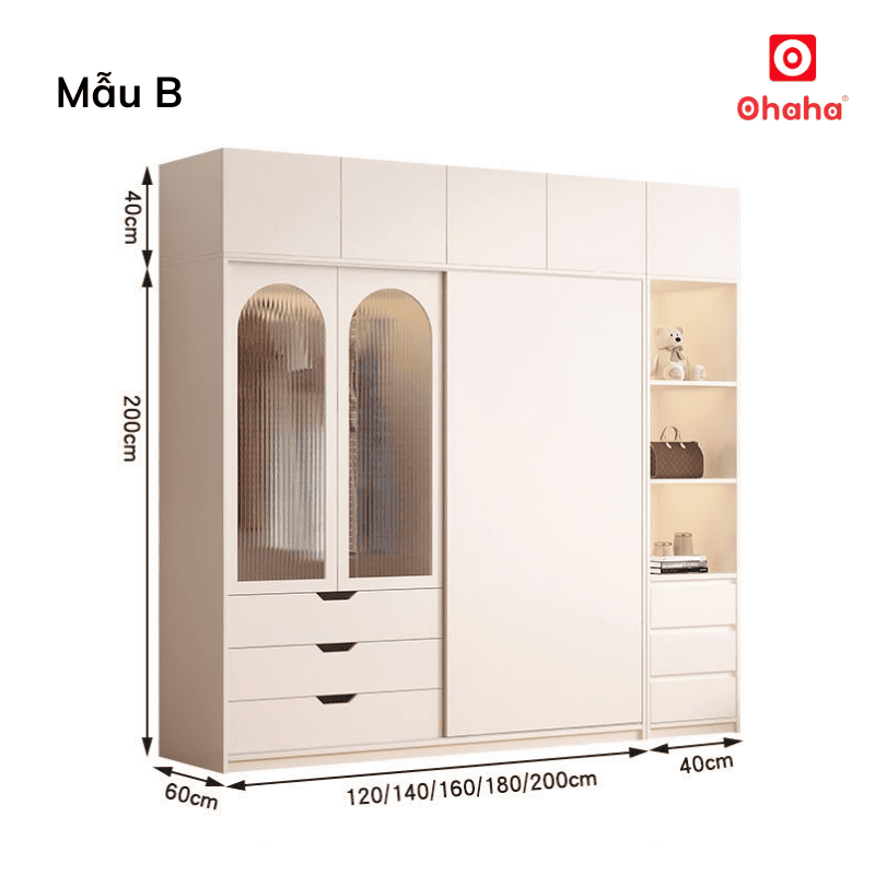 Tủ quần áo gỗ công nghiệp hiện đại OHAHA - HĐ034
