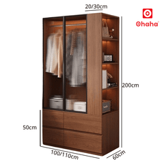 Tủ quần áo gỗ công nghiệp kết hợp kệ trang trí hiện đại OHAHA - HĐ037