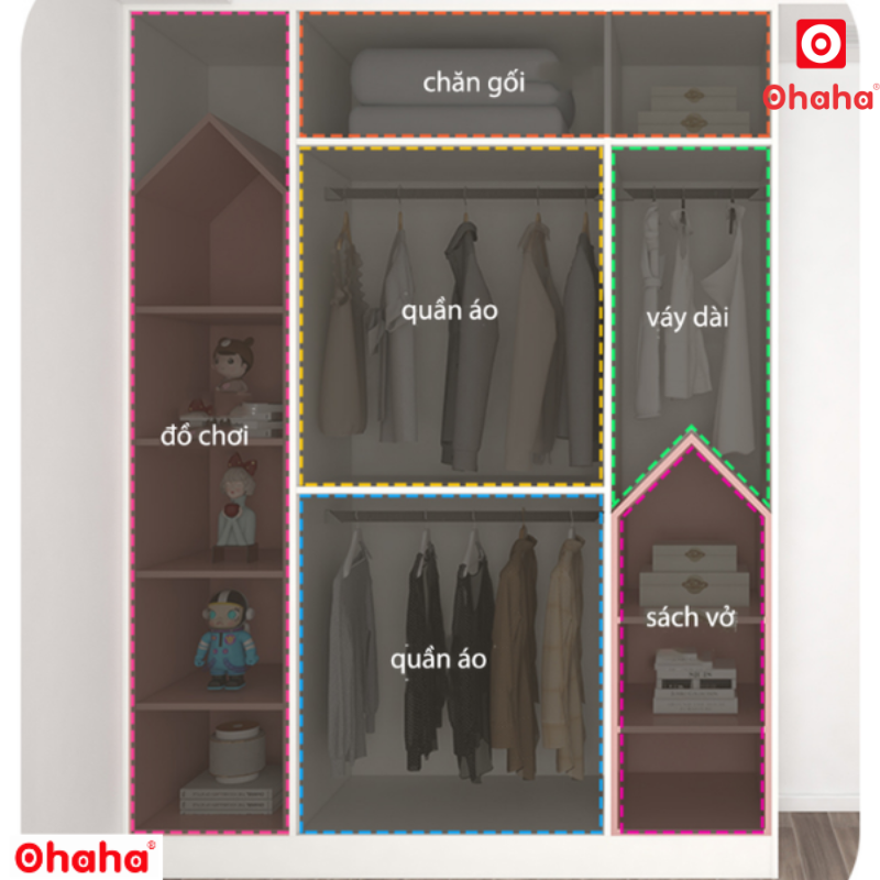Tủ Quần Áo Trẻ Em Hiện Đại Ohaha - TAK007