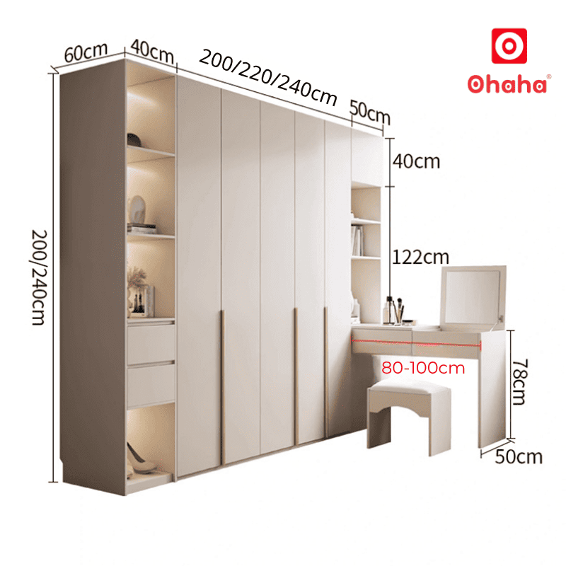 Tủ quần áo hiện đại kết hợp bàn trang điểm OHAHA - HĐ029