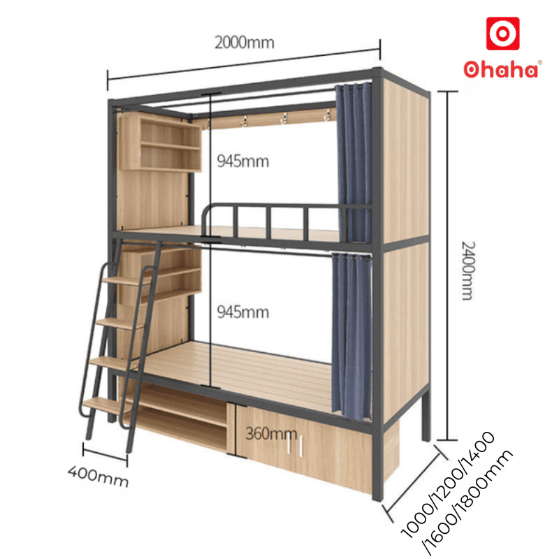 Giường tầng hiện đại khung sắt cao cấp dành cho homestay OHAHA - GTS056
