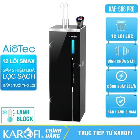 Máy lọc nước nóng lạnh Hydro-ion kiềm Karofi KAE-S86 PRO