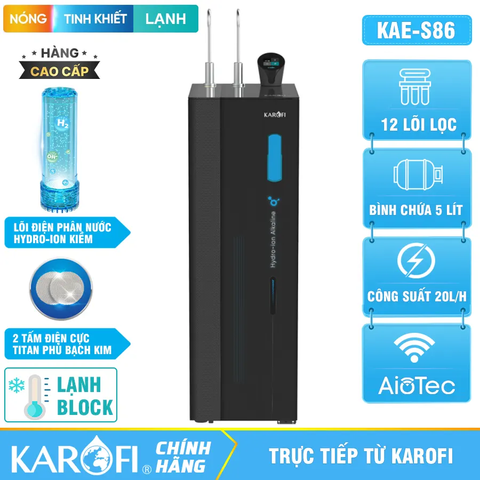 Máy lọc nước nóng lạnh Hydro-ion kiềm Karofi KAE-S86