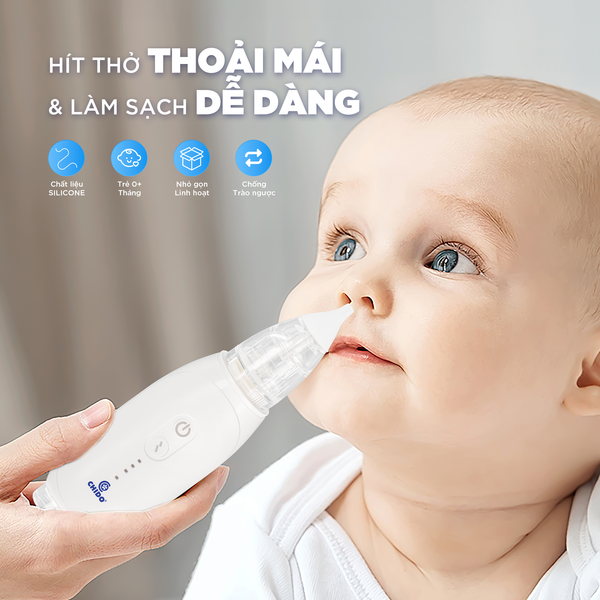 Máy Hút Mũi Điện Chido | Cho Bé Sơ Sinh | Lực Hút Êm Dịu, 3 Cấp Độ | Chống Trào Ngược