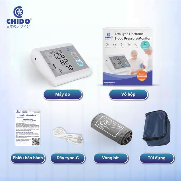 Máy Đo Huyết Áp Bắp Tay Chido | Chính Xác Chuẩn Y Tế | Hỗ Trợ Giọng Nói & Cảnh Báo Nhịp Tim