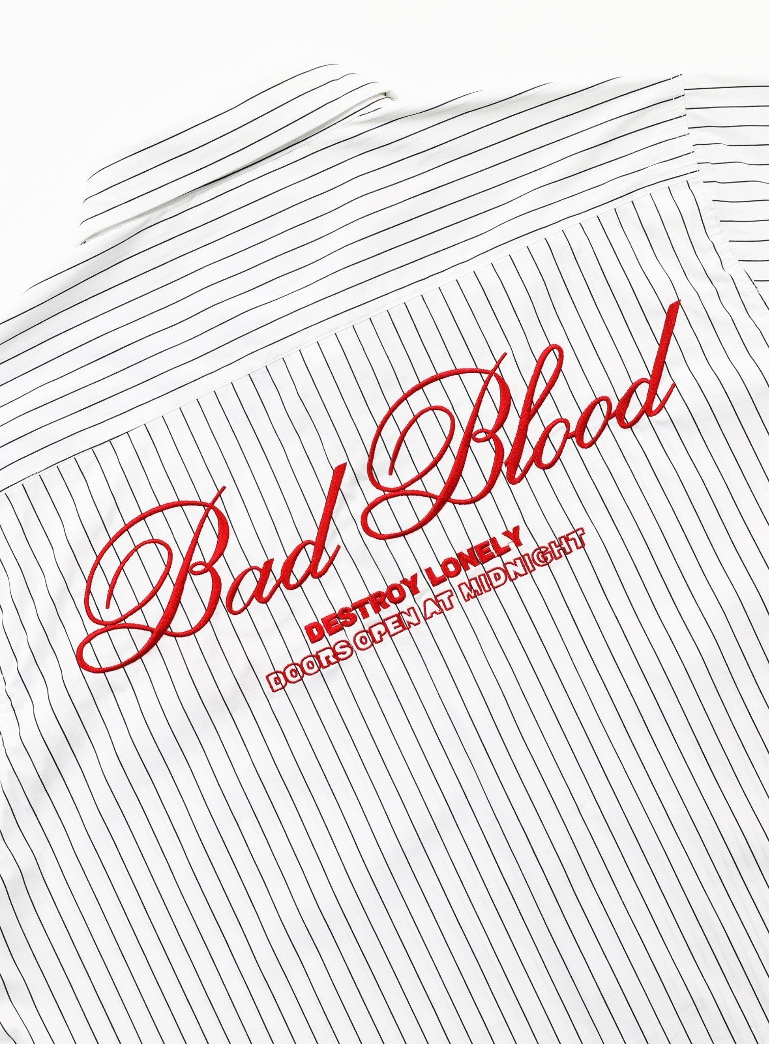  Áo Sơ Mi [Unisex] Badblood - [w-sht24-012] Classic Logo Short Sleeve Shirt White/Stripes 
