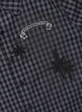  Áo Sơ Mi [Unisex] Badblood - [w-sht25-008] Cosmo Graphic Short Sleeve Shirt Charcoal Blue Check 