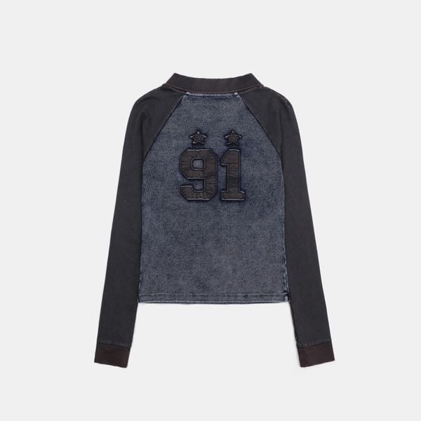 Áo Thun Dài Tay [Unisex] Badblood - [w-tee25-016] Rusty Denim V-Neck Long Sleeve Blue