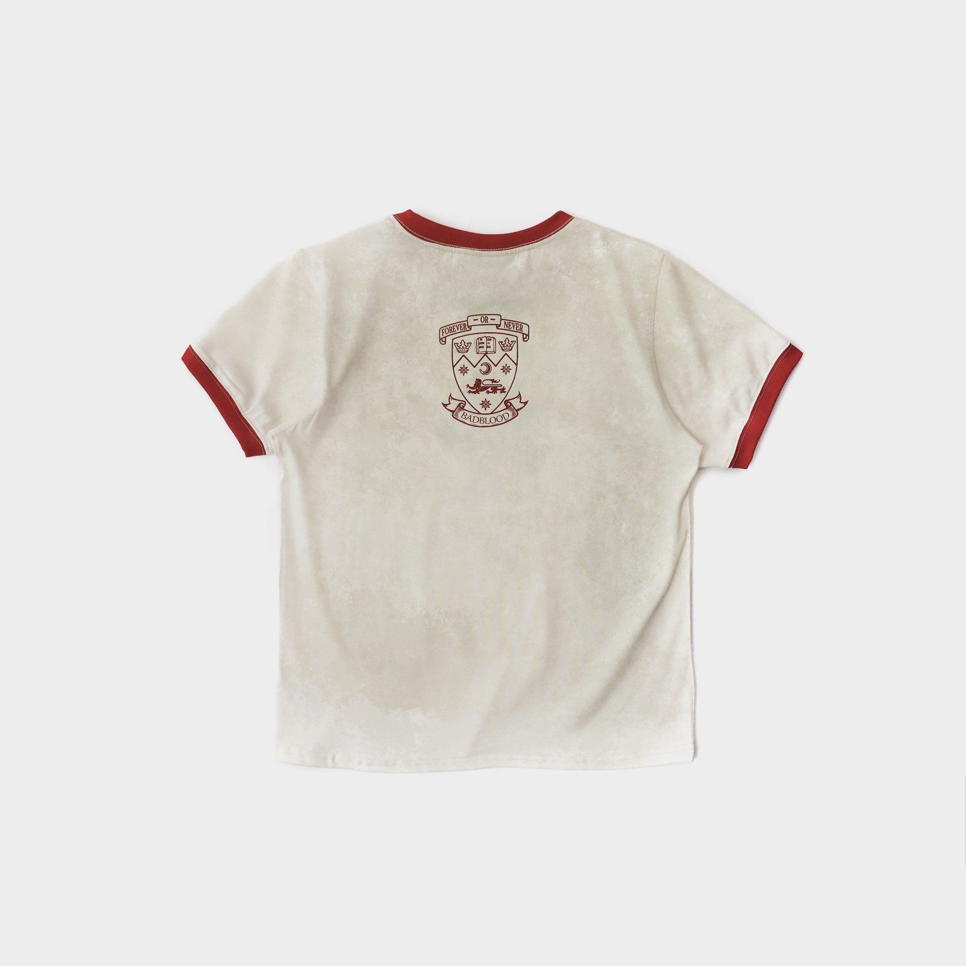  Áo Thun [Unisex] Badblood - [w-tee25-096] Workshop Shield Print Ringer T-Shirt Cream 