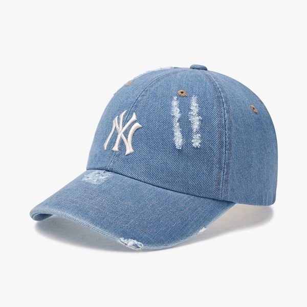 Nón MLB Korea - [Unisex] Damaged Washed Denim NY Yankees Blue - 3ACPVD34N-50BLL