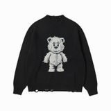  Áo Len ADLV Distressed Bear Knit Black 