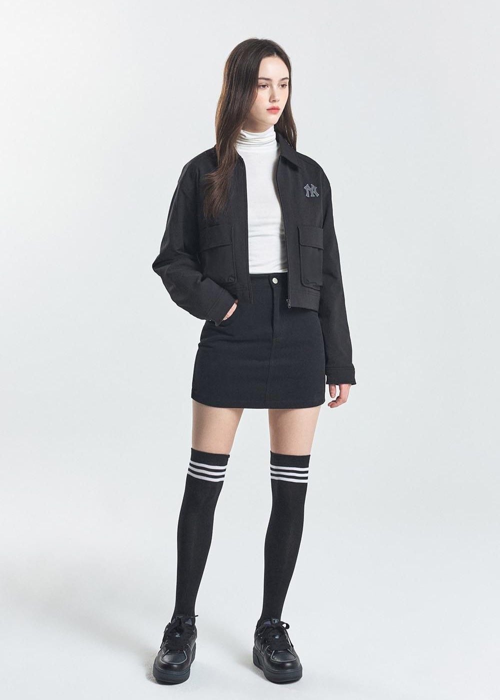  Áo Khoác MLB [Nữ] - Basic Collared Crop Work Jacket NY - 3FJPB0146-50BKS 