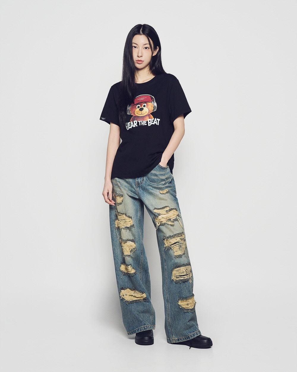  Áo thun [Nữ] ADLV - Acmédelavie Headphone AC Bear Black 