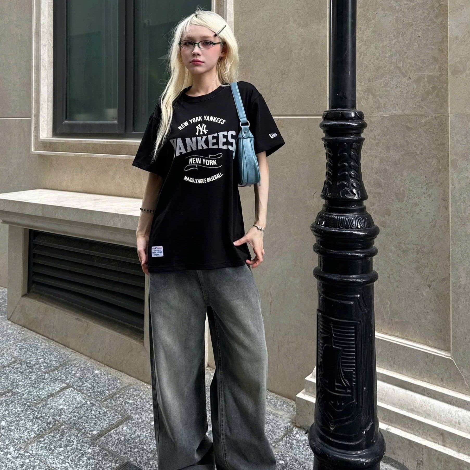  Áo Thun New Era - [Unisex] NY Yankees Retro Logo Black T-Shirt - 15488854 