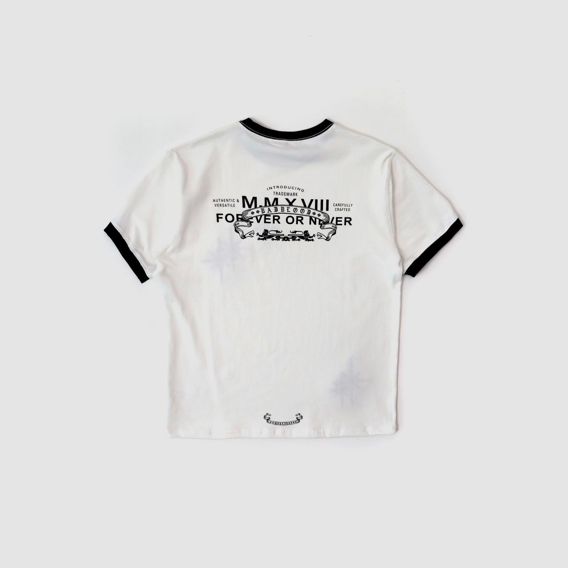  Áo Thun [Unisex] Badblood - [w-tee25-091] Cosmo Multi Patch Ringer T-Shirt White 