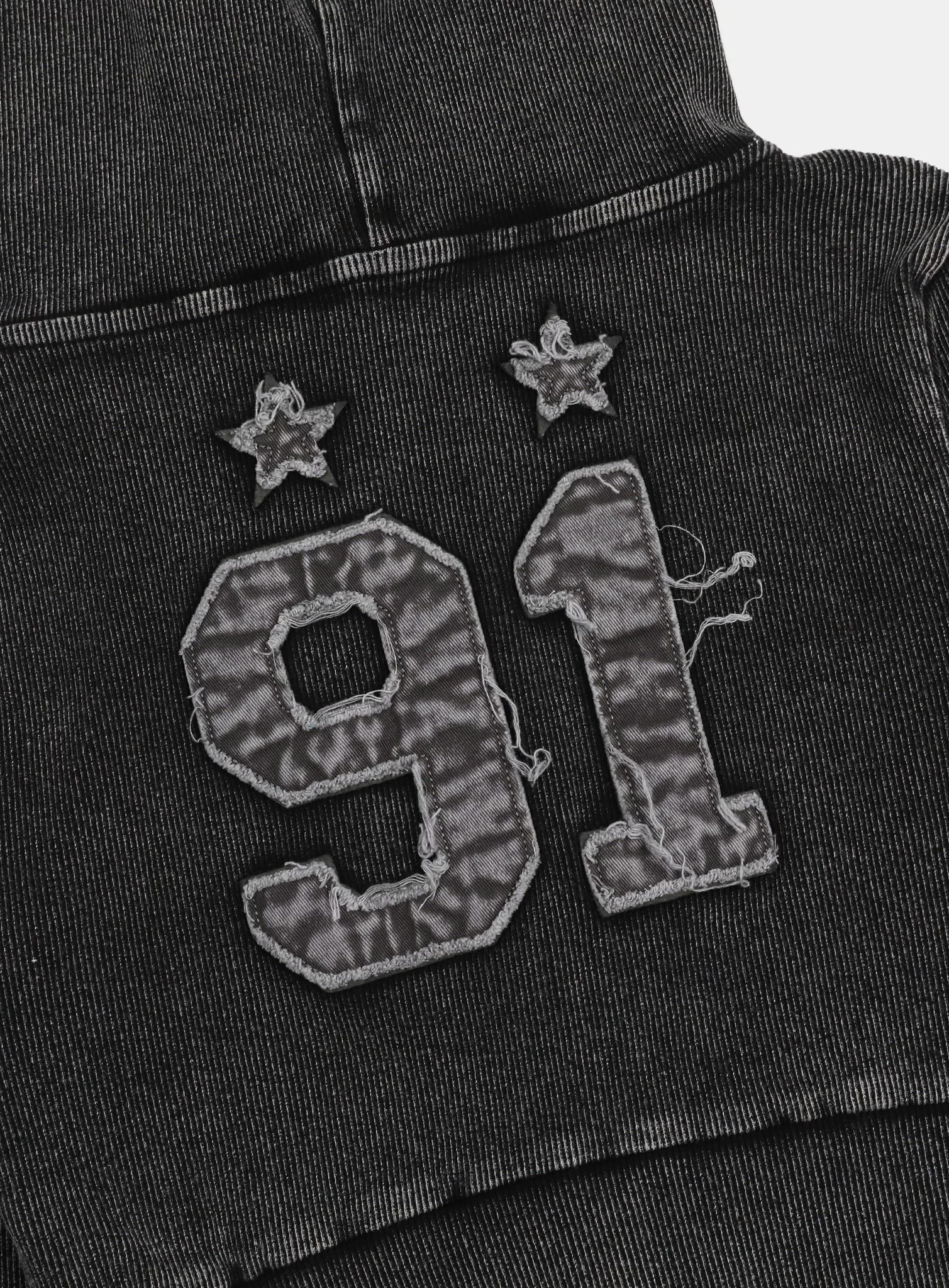  Áo Khoác [Unisex] Badblood - [w-hde25-008] Rusty Denim Hoodie Slim Fit Black 