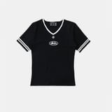  Áo Thun [Unisex] Badblood - [w-tee25-110] 91 V-Neck Jersey T-Shirt - Black 