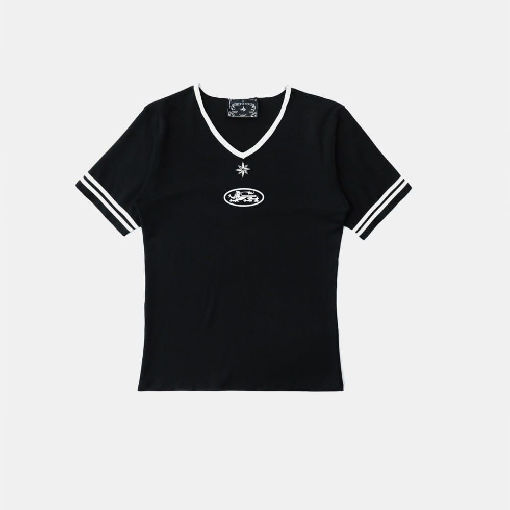  Áo Thun [Unisex] Badblood - [w-tee25-110] 91 V-Neck Jersey T-Shirt - Black 