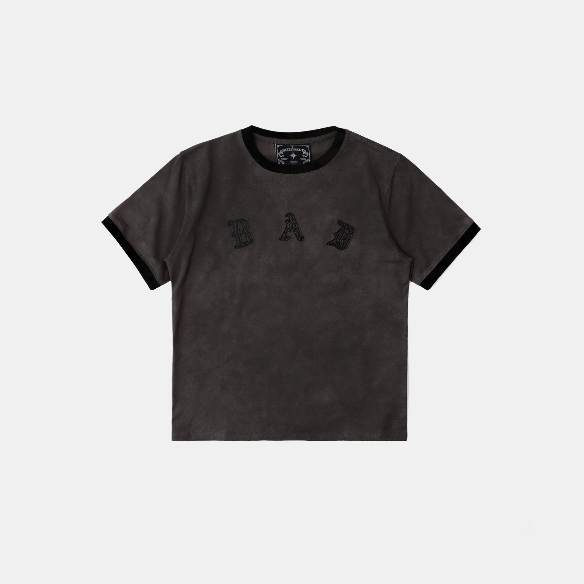  Áo Thun [Unisex] Badblood - [w-tee25-090] Cosmo Bad Patch Ringer T-Shirt Charcoal 