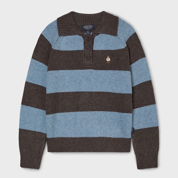 Áo Sweater Whoau Bokashi Stripe Collar Pullover - WHKAF4T32F