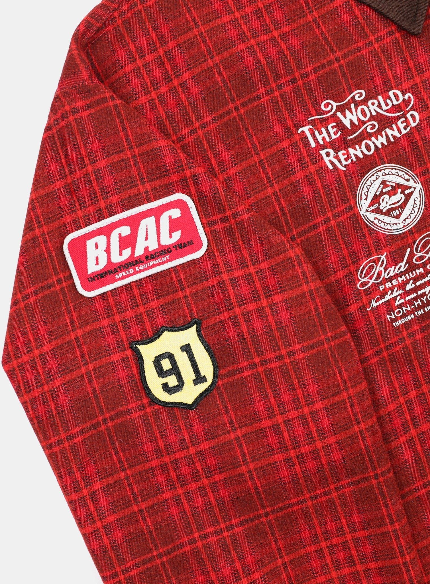  Áo Sweater [Unisex] Badblood - [w-sweatshirt24-013] Classic Check Rugby Shirt - Red 