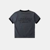  Áo Thun [Unisex] Badblood - [w-tee25-092] Cosmo Multi Patch Ringer T-Shirt Charcoal 