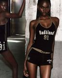  Quần Short [Nữ] Badblood - [w-srt25-012] Vintage Club Boy Shorts - Khaki/Black 