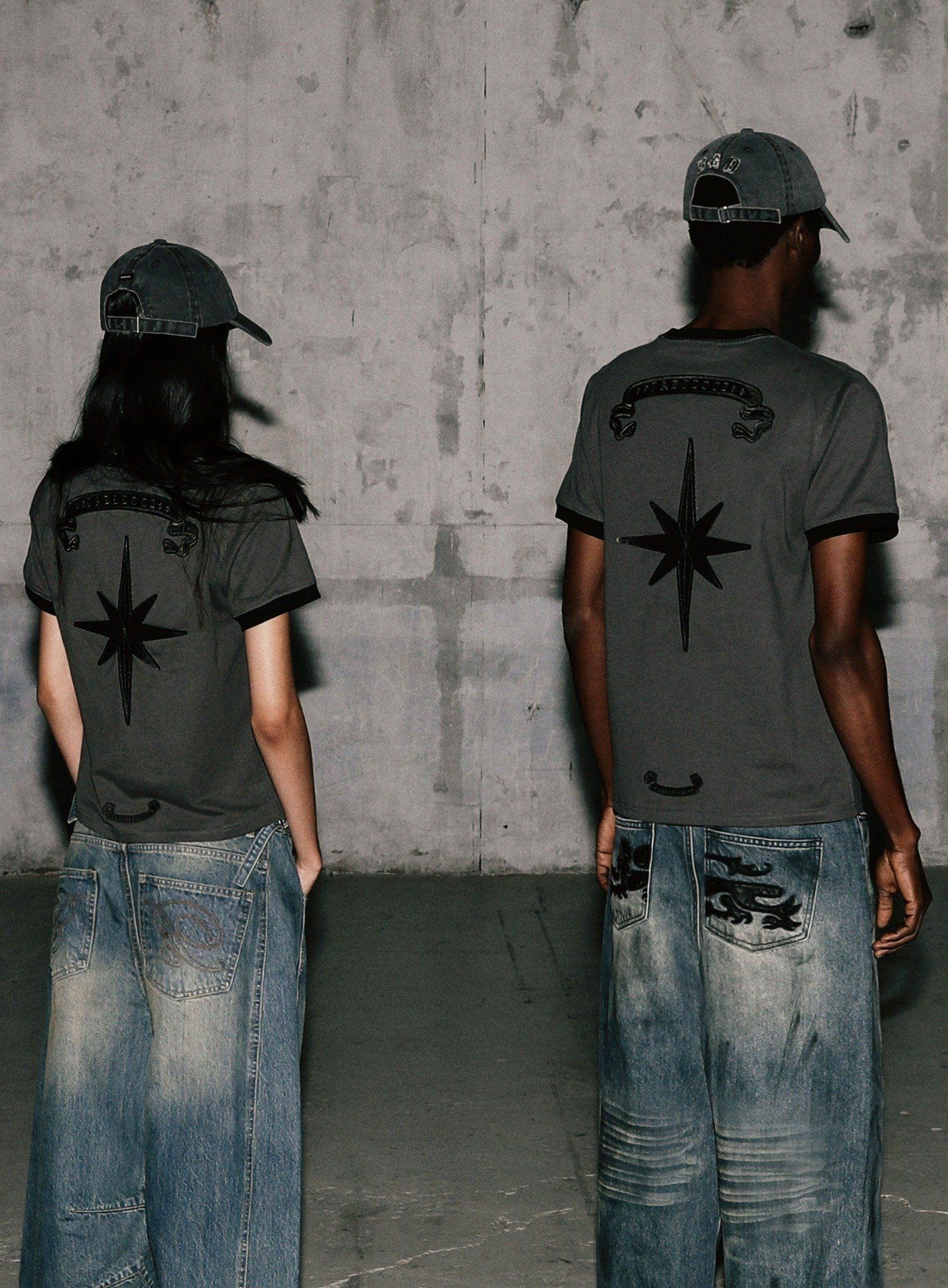  Áo Thun [Unisex] Badblood - [w-tee25-090] Cosmo Bad Patch Ringer T-Shirt Charcoal 