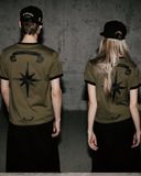  Áo Thun [Unisex] Badblood - [w-tee25-089] Cosmo Bad Patch Ringer T-Shirt Khaki 