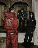  Áo Khoác [Unisex] Badblood - [w-hde24-064] Classic Check Hooded Zip-Up Red 