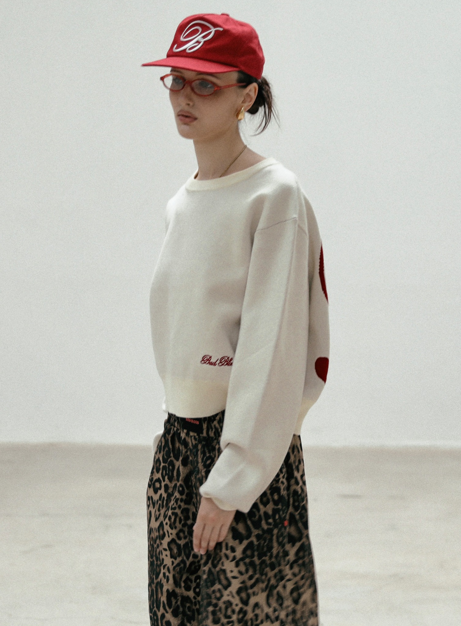 【BADBLOOD】BS Mohair Crewneck Sweater Cream Áo Sweater [Unisex] Badblood - [w-knt24-007] Classic Big