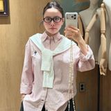  Áo Sơ Mi WHOAU [Unisex] - Steve Loose Fit Striped Shirts Pink - WHYWG2311U 