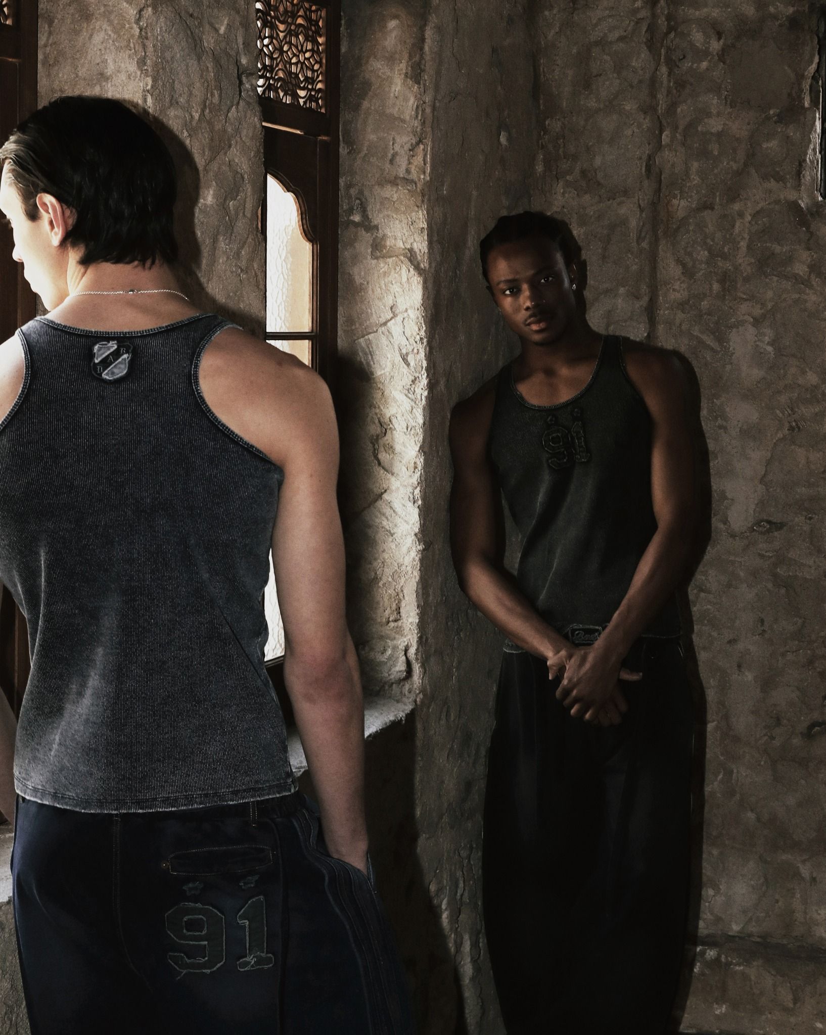  Áo Croptop [Nữ] Badblood - [w-tnk25-008] Rusty Denim Tank Top Black 