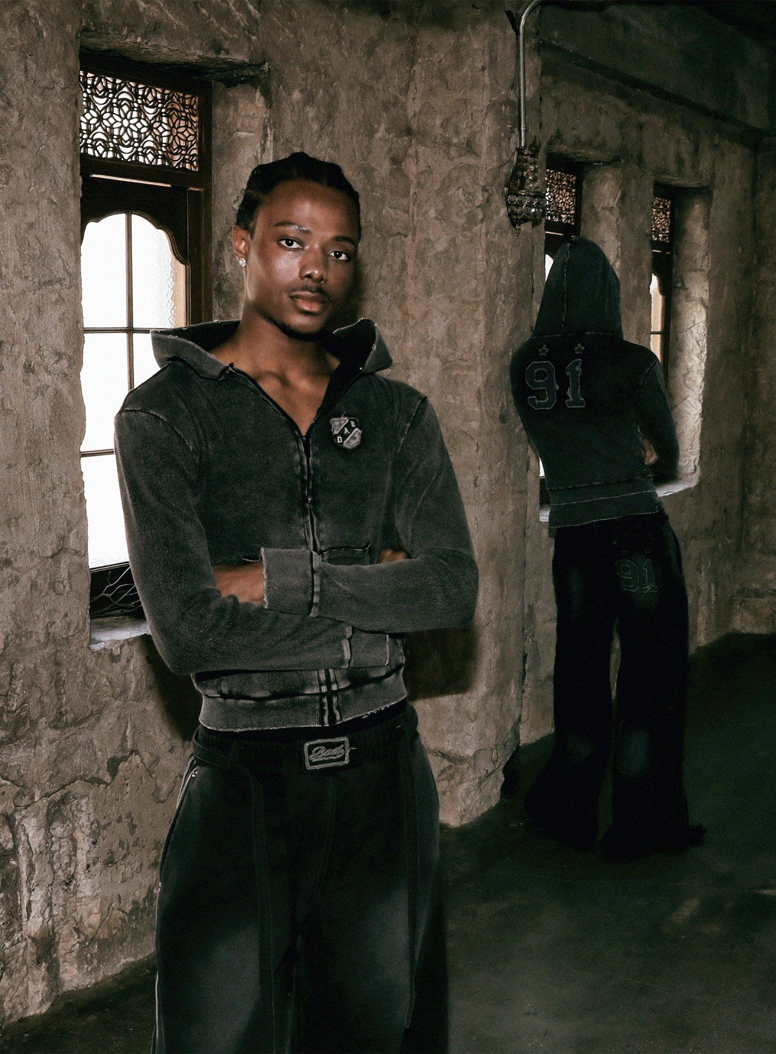  Áo Khoác [Unisex] Badblood - [w-hde25-007] Rusty Denim Hooded Slim Fit Blue 