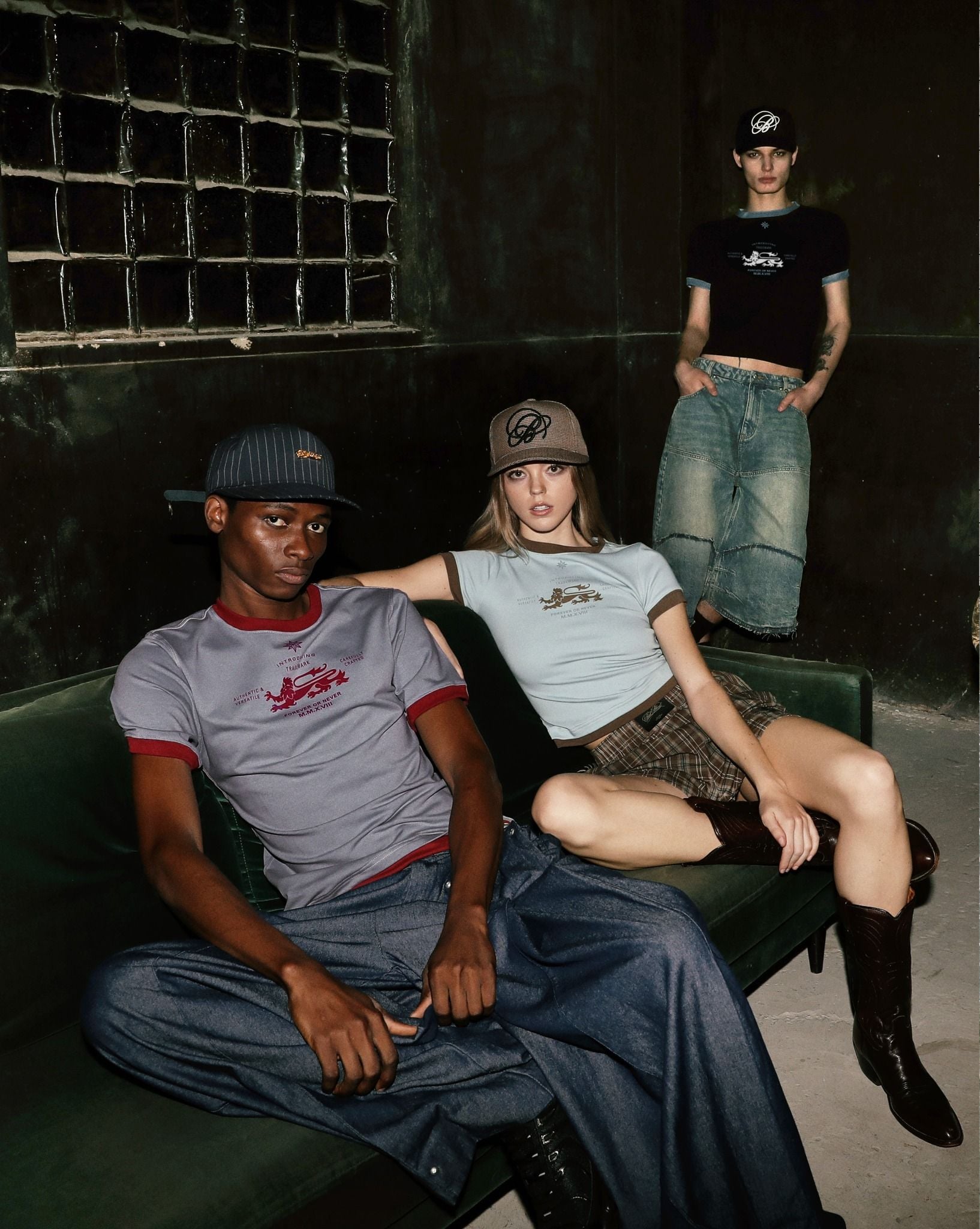  Áo Thun [Unisex] Badblood - [w-tee25-103] Lion Jersey Ringer T-Shirt Light Blue 