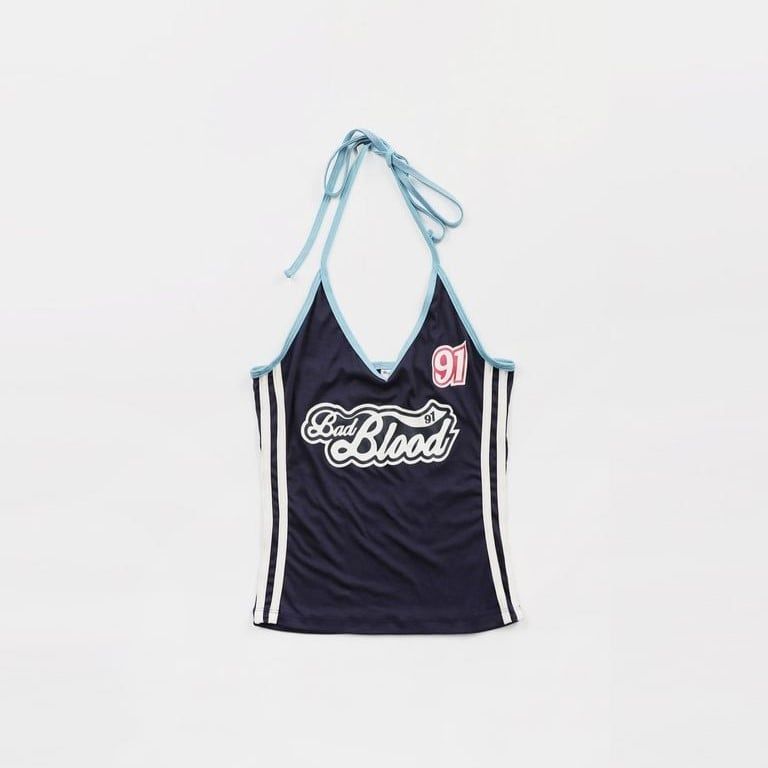  Áo Hai Dây [Nữ] Badblood - [w-tnk24-041] Cindy Off-Shoulder V-Neck Tank Top Navy 