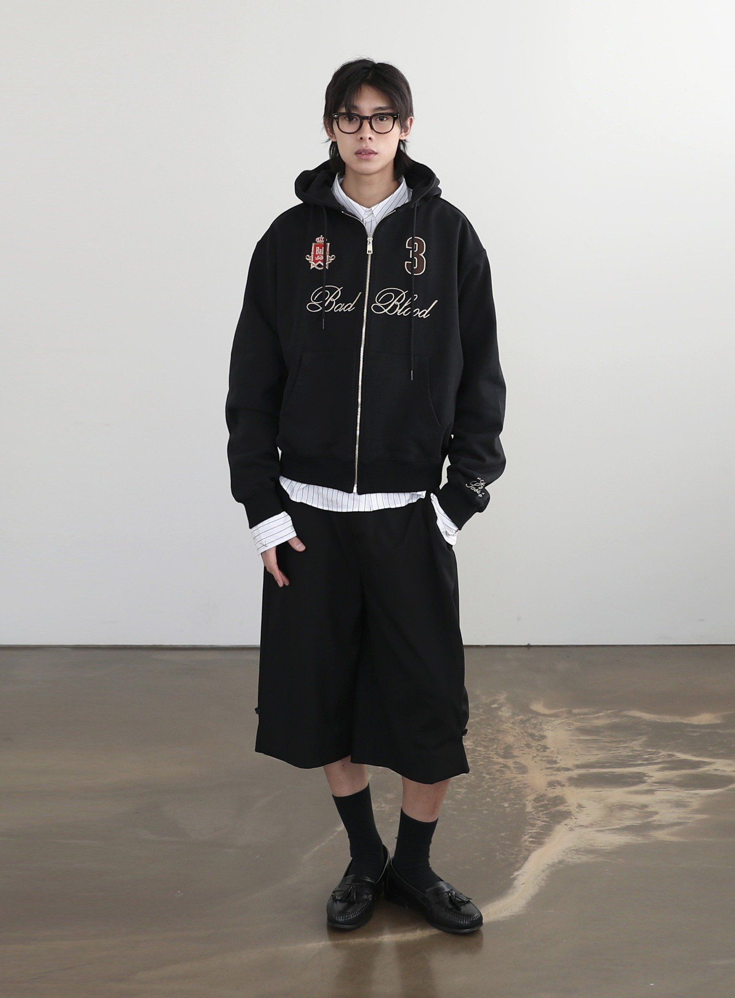  Áo Khoác [Unisex] Badblood - [w-hde24-063] Royal Classic Hooded ZipUp Black 