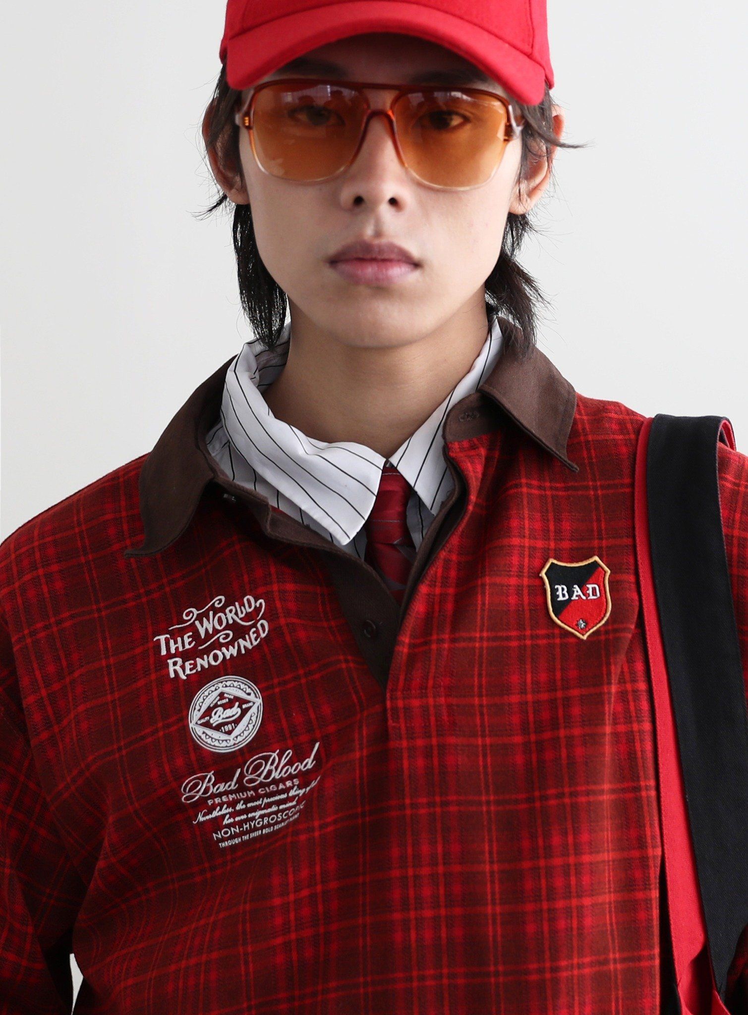  Áo Sweater [Unisex] Badblood - [w-sweatshirt24-013] Classic Check Rugby Shirt - Red 