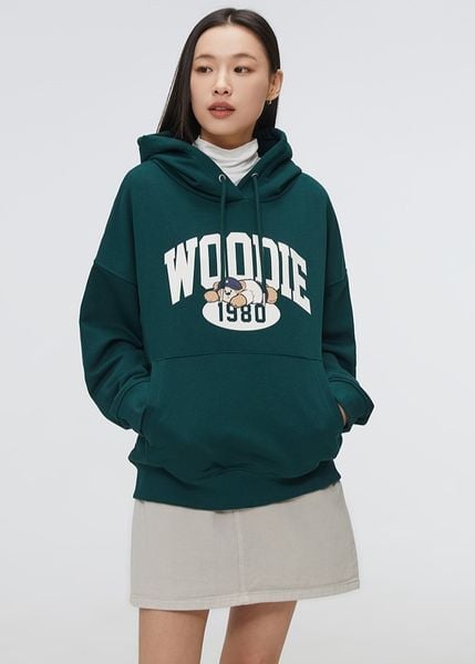 Áo Hoodie  WHOAU [Nữ] - (Woody) Hooded Pullover Green - SPMHE49G51