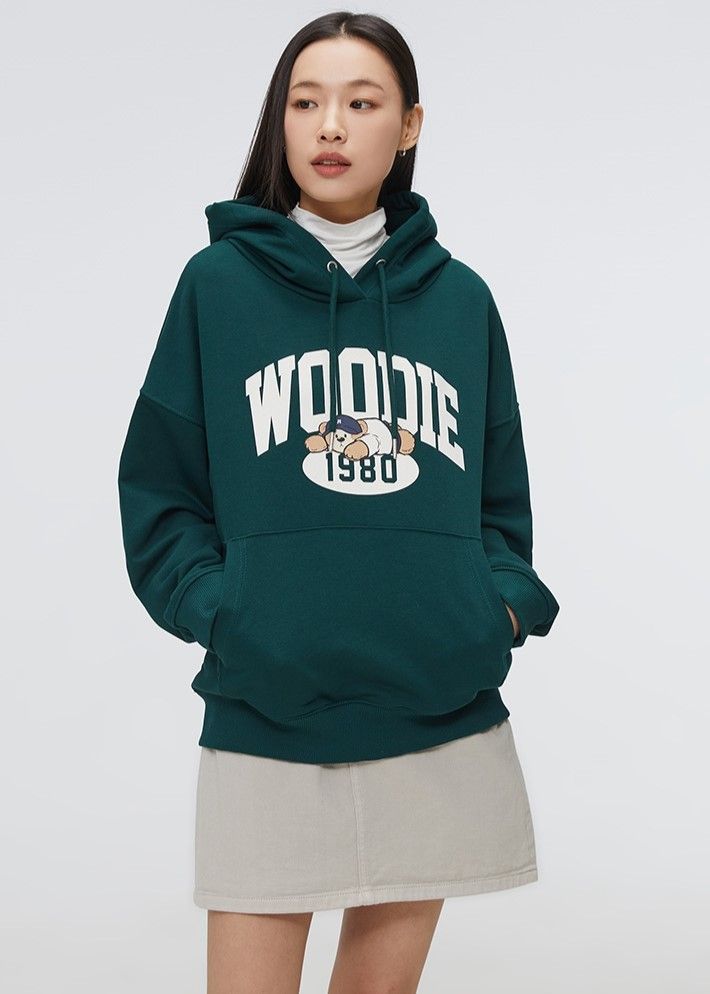  Áo Hoodie SPAO [Nữ] - Woody Hooded Pullover Green - SPMHE49G51 