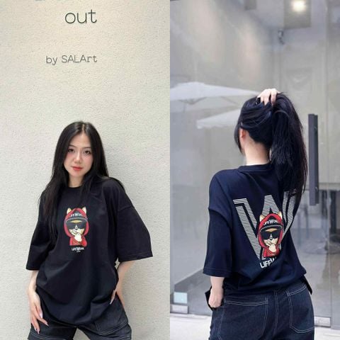 Áo thun Life Work [Unisex] - Peace Hip Dog Black T-Shirt