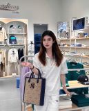  Túi MLB Korea - Monogram Diamond Jacquard Tote Bag New York Yankees Beige - 7ACRMDA3N-50BGS 