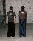  Áo Thun [Unisex] Badblood - [w-tee25-101] Tiny Logo Jersey Ringer T-Shirt Brown/Stripe 