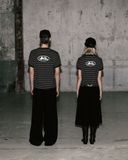  Áo Thun [Unisex] Badblood - [w-tee25-102] Tiny Logo Jersey Ringer T-Shirt Black/Stripe 