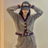  Áo Cardigan Len Nội Địa Hàn Freesize Màu Xám 