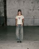  Áo Thun [Unisex] Badblood - [w-tee25-096] Workshop Shield Print Ringer T-Shirt Cream 