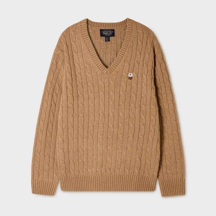  Áo Len Whoau - Steve Cable V-neck Pullover - WHKAG4922F 